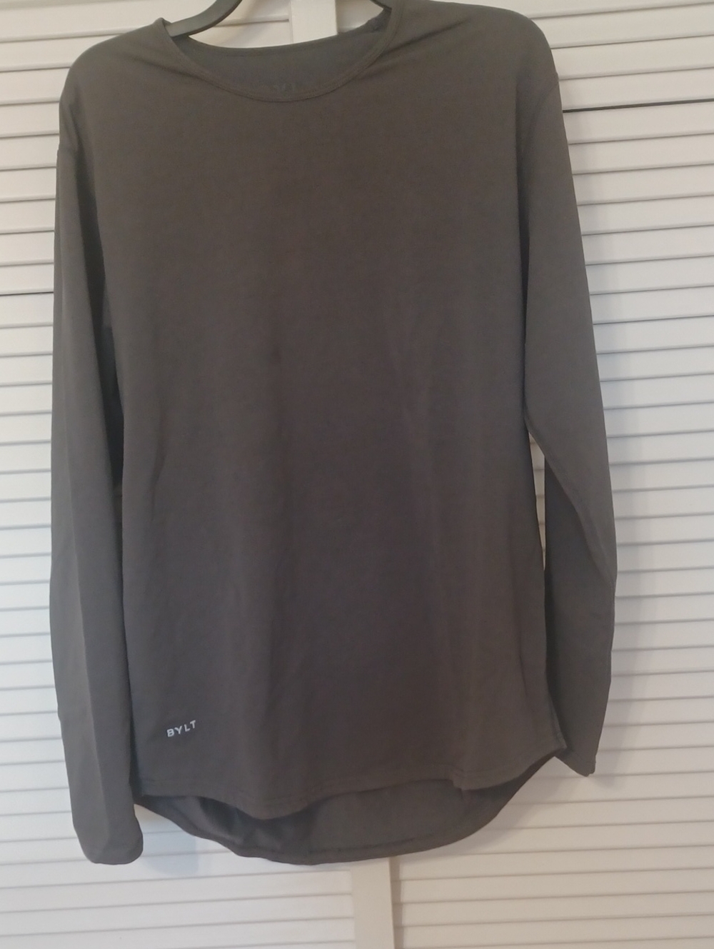 BYLT Drop Cut Lux Pullover  LS L Crew  Neck Premiuim Basic  Brown EUC